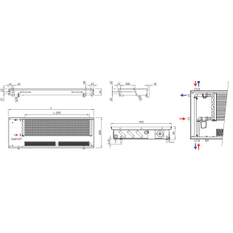 Konvektor podlahový s ventilátorem Isan Termo FRT 90 x 425 x 3600 mm, 8890 W, připojení vlevo, výměník ocelový, mřížka Natur příčná rolovací hliník