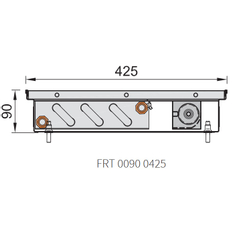 Konvektor podlahový s ventilátorem Isan Termo FRT 90 x 425 x 3600 mm, 8890 W, připojení vlevo, výměník ocelový, mřížka Natur příčná rolovací hliník