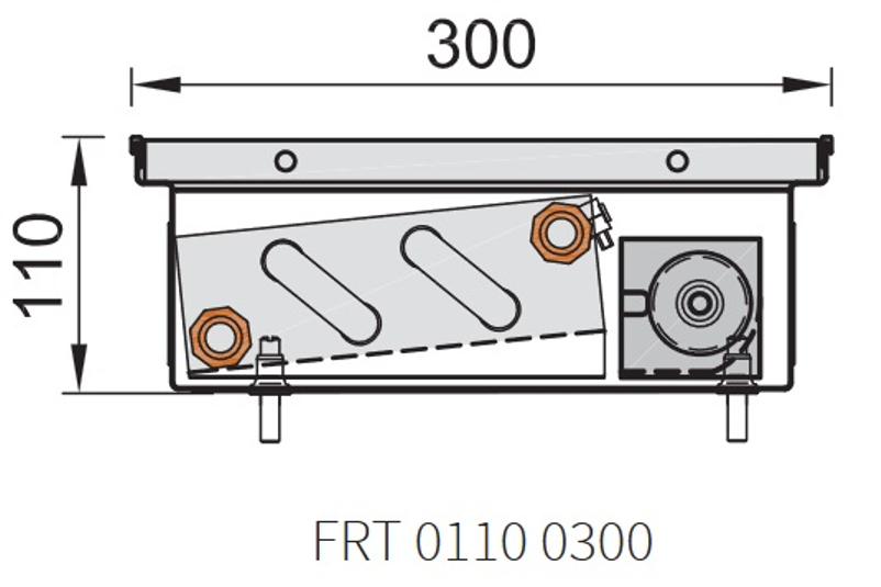 Konvektor podlahový s ventilátorem Isan Termo FRT 110 x 300 x 2800 mm, 7022 W, připojení vlevo, výměník ocelový, mřížka Natur příčná rolovací hliník