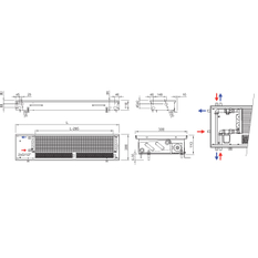 Konvektor podlahový s ventilátorem Isan Termo FRT 110 x 300 x 2800 mm, 7022 W, připojení vlevo, výměník ocelový, mřížka Natur příčná rolovací hliník