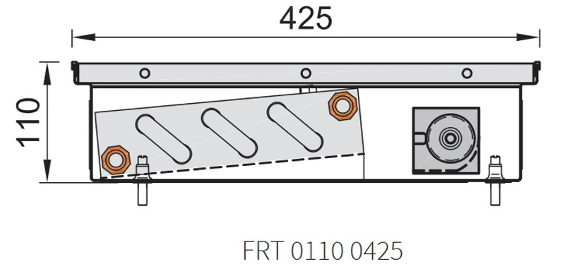 Konvektor podlahový s ventilátorem Isan Termo FRT 110 x 425 x 1600 mm, 4335 W, připojení vlevo, výměník ocelový, mřížka Natur příčná rolovací hliník