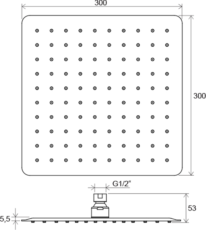 Hlavová sprcha Ravak Chrome čtvercová 982.00CR 300x300 mm, chrom