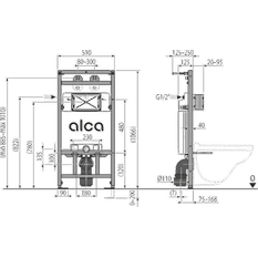 Montážní rám Alcadrain (Alcaplast) s nádržkou pro výlevku s odpadem DN90/110 a baterii A108F/1100