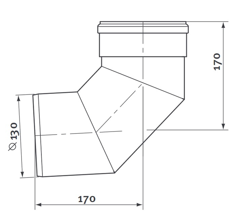 Koleno 87° Protherm odkouření pr. 130 mm
