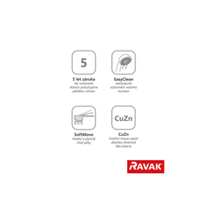 Vanová baterie na okraj vany 3-otvorová Ravak Rosa RS 025.00CR se sprchovým setem, vodopád, chrom