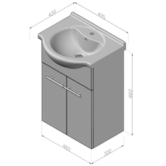 Skříňka s umyvadlem Plano Bern 50 cm bílá, lesklá