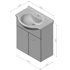 Skříňka s umyvadlem Plano Bern 60 cm bílá, lesklá