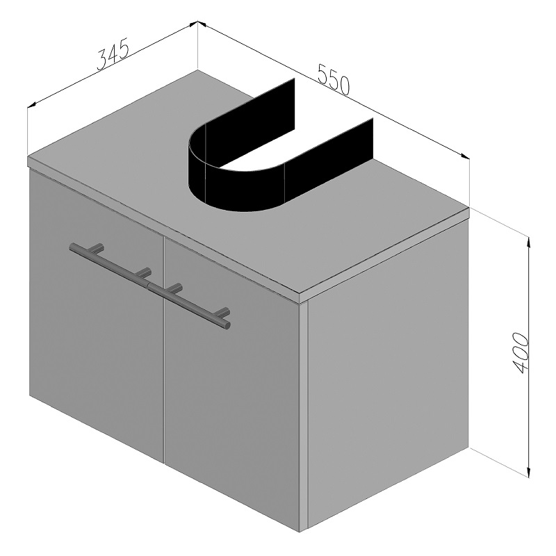 Závěsná skříňka pod umyvadlo Plano Bern 55 cm