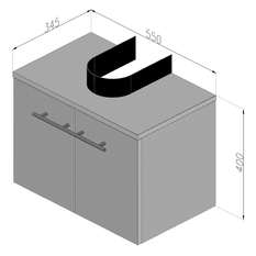 Závěsná skříňka pod umyvadlo Plano Bern 55 cm