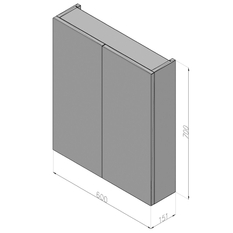 Dvoukřídlá, zrcadlová skříňka Plano Bern 60 cm