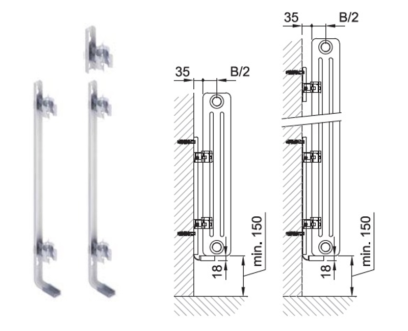 Radiátor článkový Isan Atol C2 2000 12 článků, na zeď GTX, 1434 W, bílá, připojení CD
