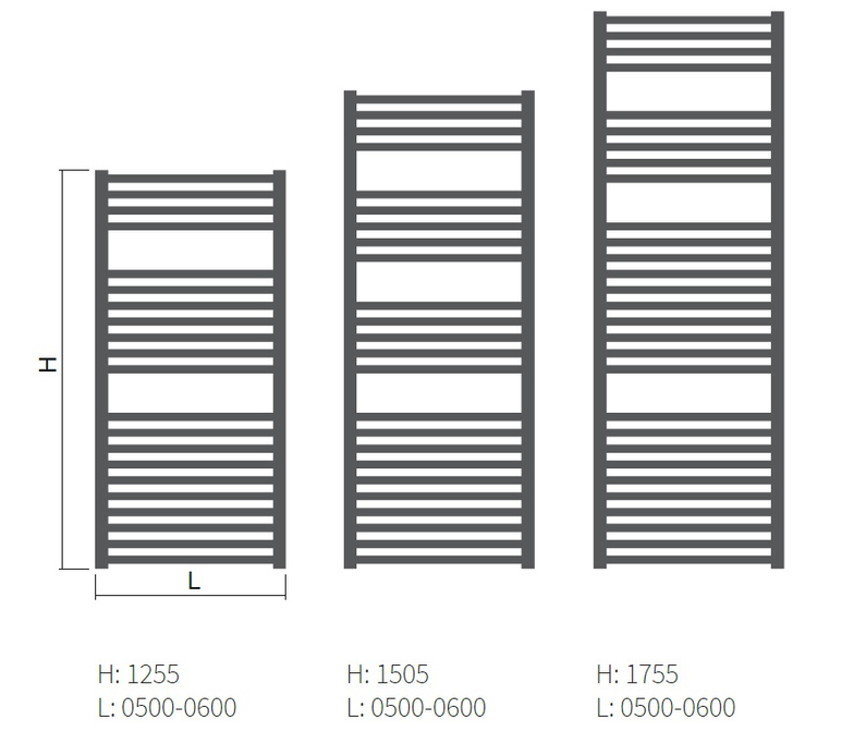 Těleso koupelnové trubkové Isan Quadrat 1255 x 500 mm, 582 W, středové připojení, chrom