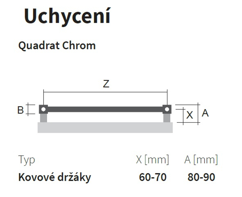 Těleso koupelnové trubkové Isan Quadrat 1255 x 500 mm, 582 W, středové připojení, chrom