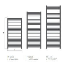 Těleso koupelnové trubkové Isan Quadrat 1255 x 500 mm, 582 W, středové připojení, chrom