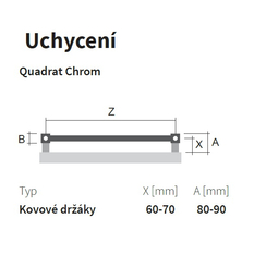 Těleso koupelnové trubkové Isan Quadrat 1255 x 500 mm, 582 W, středové připojení, chrom