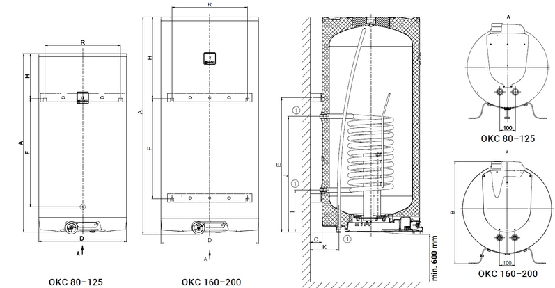 Ohřívač kombinovaný Dražice OKC 80, 2,2 kW, závěsný svislý