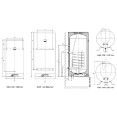 Ohřívač kombinovaný Dražice OKC 125/1m2, 2,2 kW, závěsný svislý, vhodný i ke kondenzačním kotlům