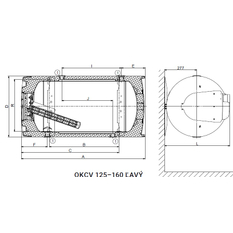 Ohřívač kombinovaný Dražice OKCV 125, 2,2 kW, závěsný vodorovný, levý