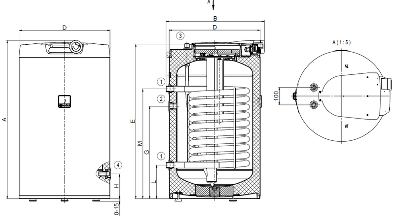 Ohřívač kombinovaný Dražice OKCE 125 NTR 2,2 kW, stacionární