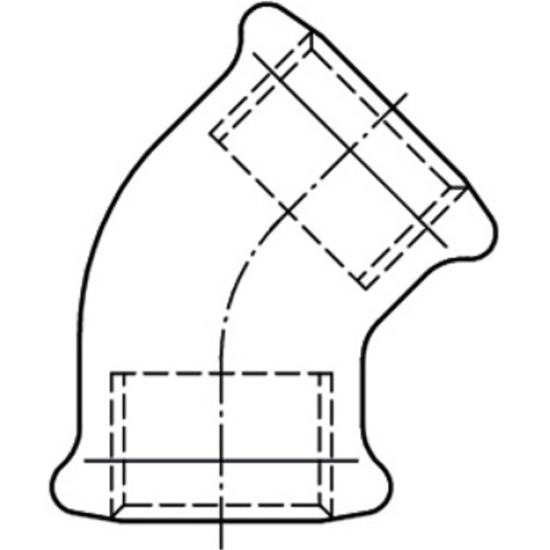 Koleno 45° pozinkované Atusa Nr.120 FF 1/2˝ vnitřní/vnitřní závit