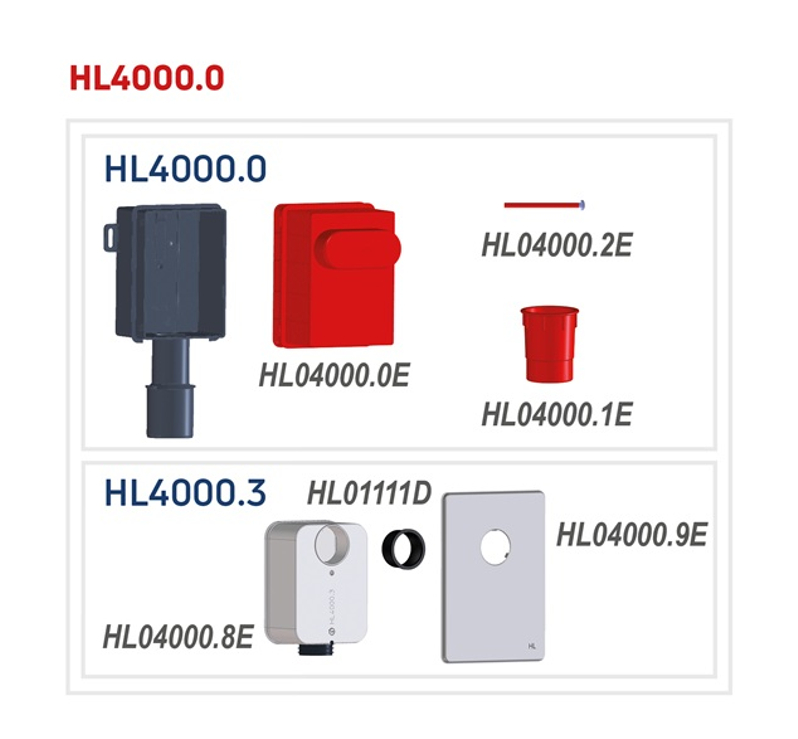 Podomítková předinstalační sada HL Hutterer & Lechner, DN40/50 pro pračky/myčky