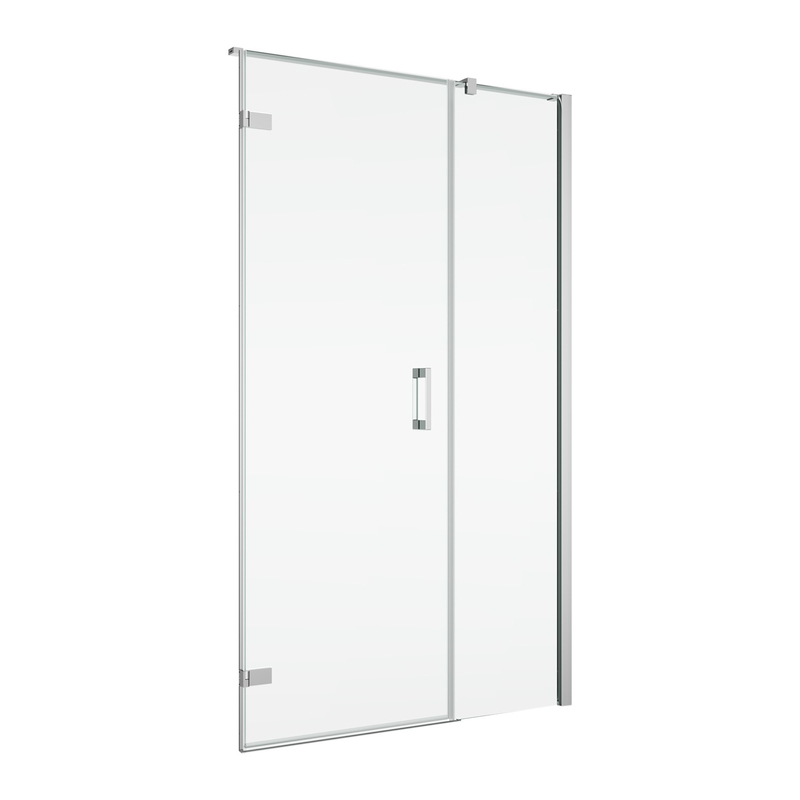 Jednokřídlé dveře Ronal Pur s pantem u zdi a s pevnou stěnou v rovině s vyrovnávacím profilem - panty vpravo 1200 x 2000 mm, chrom/sklo Durlux