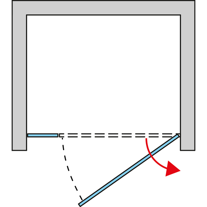 Jednokřídlé dveře Ronal Pur s pantem u zdi a s pevnou stěnou v rovině s vyrovnávacím profilem - panty vpravo 1200 x 2000 mm, chrom/sklo Durlux
