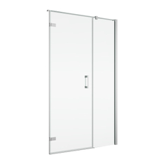 Jednokřídlé dveře Ronal Pur s pantem u zdi a s pevnou stěnou v rovině s vyrovnávacím profilem - panty vpravo 1200 x 2000 mm, chrom/sklo Durlux