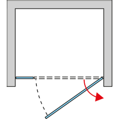 Jednokřídlé dveře Ronal Pur s pantem u zdi a s pevnou stěnou v rovině s vyrovnávacím profilem - panty vpravo 1200 x 2000 mm, chrom/sklo Durlux