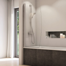 Jednokřídlá vanová zástěna Ronal Solino 750 x 1500 mm, matný elo x /sklo čiré