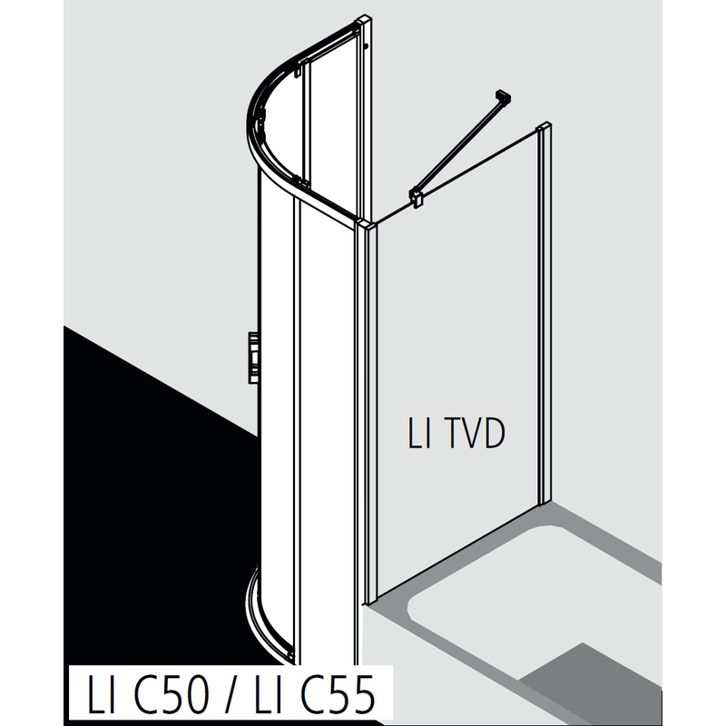 Kout posuvný Kermi Liga LIC55 1/4-kruh stříbrný vysoký lesk, čiré ESG sklo s úpravou 100 x 100 x 200 cm