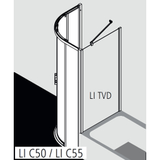 Kout posuvný Kermi Liga LIC55 1/4-kruh stříbrný vysoký lesk, čiré ESG sklo s úpravou 100 x 100 x 200 cm