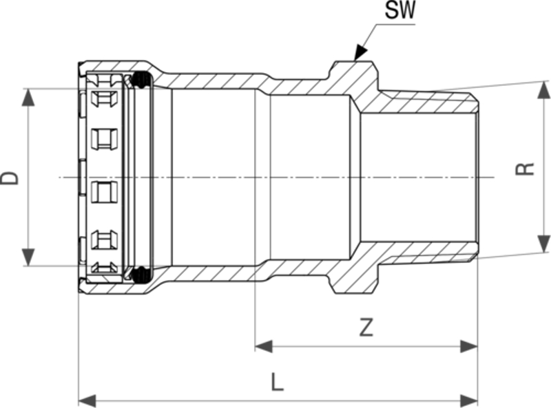 Přechodový kus Viega Megapress G s SC-Contur 4611 1/2˝ x 1/2˝