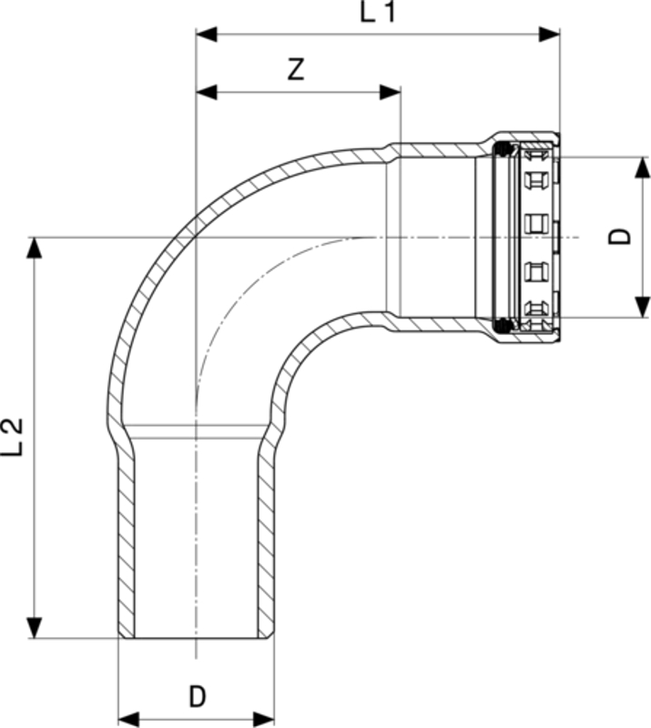 Oblouk&nbsp;90° Viega Megapress G s SC-Contur 4616.1 2
