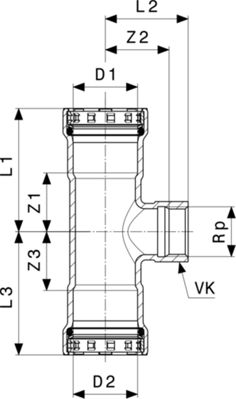 T-kus Viega Megapress G s SC-Contur 4617.2 3/4˝ x 3/4˝ x 3/4˝