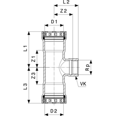 T-kus Viega Megapress G s SC-Contur 4617.2 3/4˝ x 3/4˝ x 3/4˝