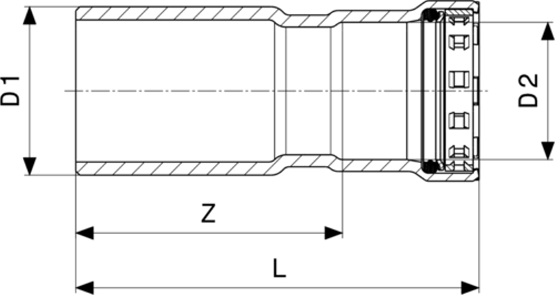 Redukce Viega Megapress G s SC-Contur 4615.1 6/4˝ x 3/4˝
