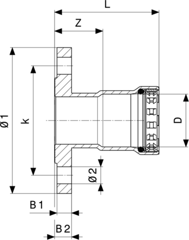 Přírubový přechod Viega Megapress G s SC-Contur 4659.5 2