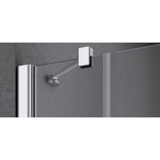 Čtvrtkruhový sprchový kout s kyvnémi dveřmi a pevnými poli Kermi Liga LIP55 R550 stříbrná vysoký lesk, čiré ESG sklo s úpravou 80 x 80 x 200 cm
