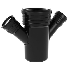 Odbočka odpadní odhlučněná dvojitá Wavin SiTech+ PP STDA 45°, DN 110 x 50 x 50, černá