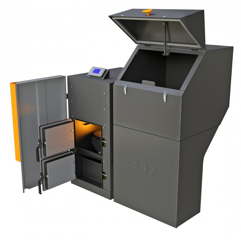 Kotel automatický na pelety a uhlí Benekov C17 Premium se zásobníkem 260 l vpravo, výkon 19 kW, SVT 20858