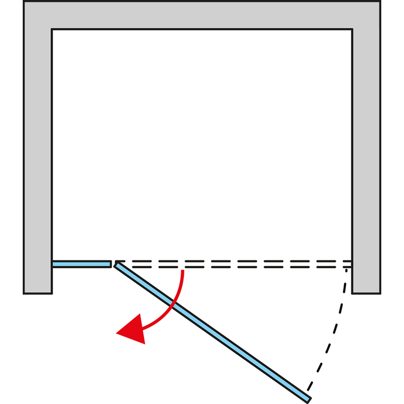Jednokřídlé dveře Ronal Pur s pevnou stěnou v rovině s L - kováním - panty vlevo Atyp na zaměření 0 - 1600 x výška do 2000 mm, chrom/sklo čiré