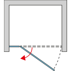 Jednokřídlé dveře Ronal Pur s pevnou stěnou v rovině s L - kováním - panty vlevo Atyp na zaměření 0 - 1600 x výška do 2000 mm, chrom/sklo čiré