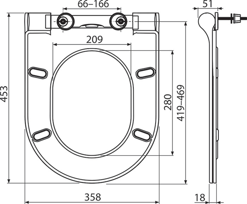 Klozetové sedátko Ravak Uni Chrome slim, bílá