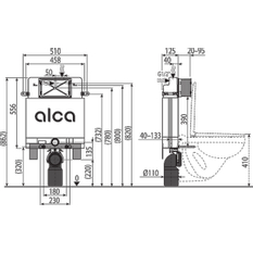 Předstěnový instalační systém Alcadrain (Alcaplast) pro zazdívání AM100/850