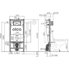 Předstěnový instalační systém Alcadrain (Alcaplast) ECOLOGY pro suchou instalaci (do sádrokartonu) AM101/1120E