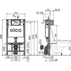 Předstěnový instalační systém Alcadrain (Alcaplast) pro suchou instalaci (do sádrokartonu) AM101/1000