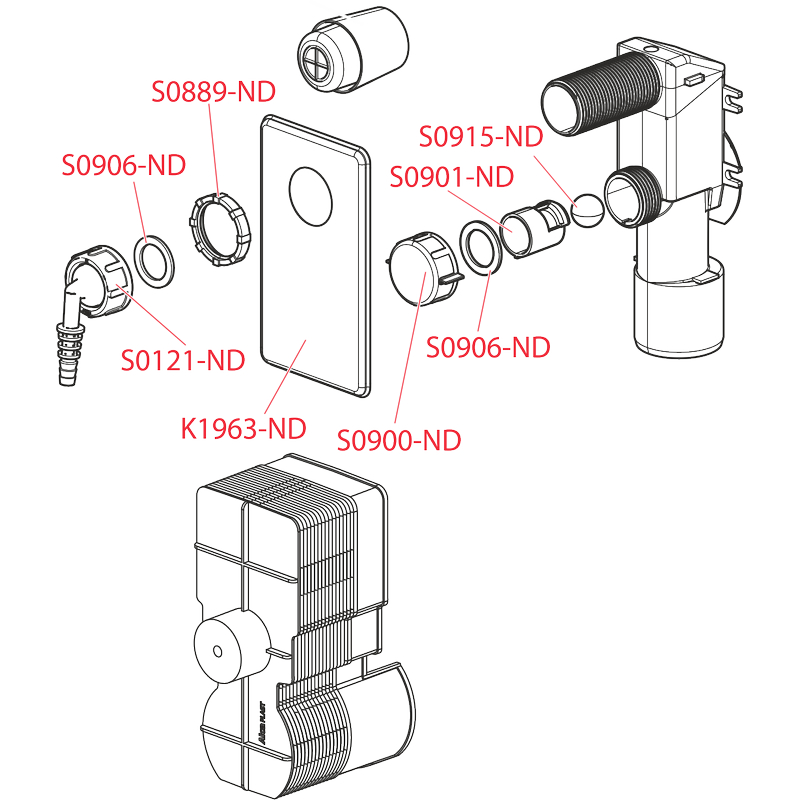 Sifon pro odkapávající kondenzát Alcadrain (Alcaplast) podomítkový, nerez DN40 a DN50 AKS7