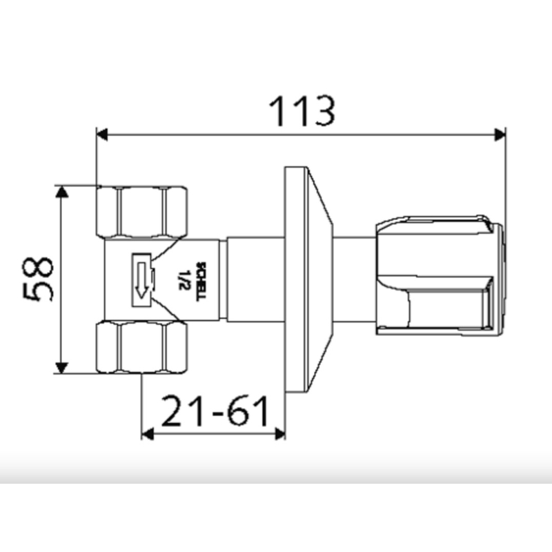 Podomítkový ventil s funkcí uzávěru a regulace Schell Comfort, 1/2˝, chrom