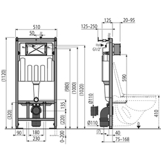 WC Instalační modul Plano RN101/1120 pro předezdení do sádrokartonu